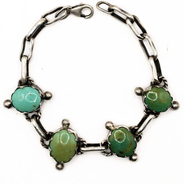 Turtle Silver And Turquoise Bracelet Size 7 Blue Green Patagonia Signed Handcrafted
