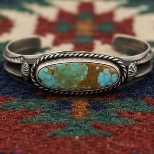 Silver Turquoise Cuff Southwest Size 5.5 Kings Manassa Signed Handcrafted